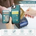 thumbnail image 5 of Allytechgroup 2 In 1 Wallet Case for iPhone 16e, Detachable Magnetic Back Cover Cards Holder Premium PU Leather Stand RFID Blocking Bumper Shockproof Case Cover for iPhone 16e, Blue, 5 of 11