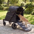 thumbnail image 1 of LAUSAINT HOME 4 Wheels Pet Stroller, Foldable Extra Large Dog Stroller for Medium & Large Dogs/Cats with Built-in Access Ramp, Dog Carrier Cat Stroller with Breathable Mesh, Black, 1 of 10