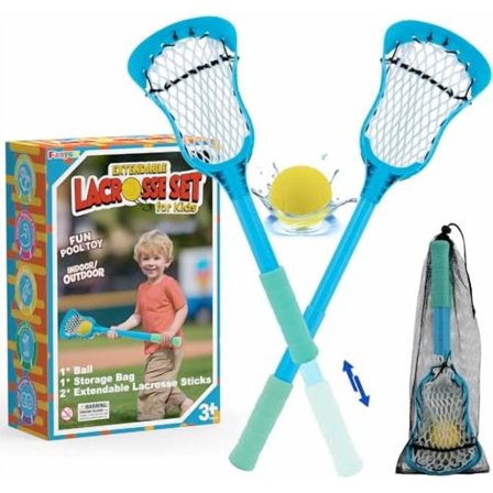 Adjustable Mini Lacrosse Stick Set Kids Outdoor Toys for Yard Lawn Beach Pool Camping, Christmas Birthday Gifts for Boy Girl 3 4 5 6 7 8 Year Old, Large Pocket Toss Catch Ball Game, Stocking Stuffers