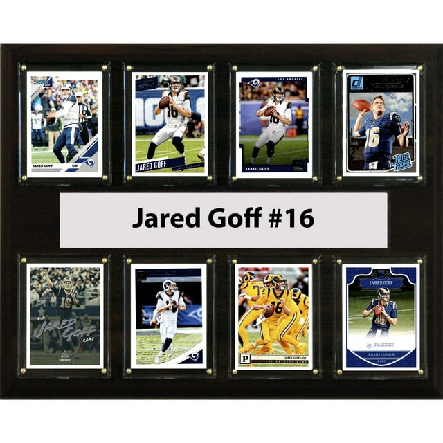C&I Collectables 1215GOFF8C NFL Plaque de 8 Cartes Jared Goff Los Angeles Rams