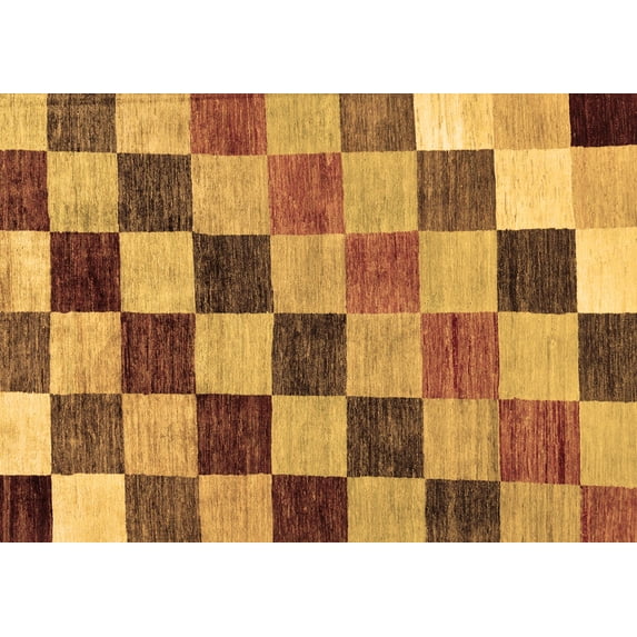 Ahgly Company Indoor Rectangle Checkered Brown Modern Area Rugs, 8' x 10'