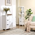 thumbnail image 5 of Corner Floor Cabinet with 2 Drawers & Open Shelf, Freestanding Storage Organizer for Living Room Bathroom Hallway, White, 5 of 5
