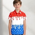thumbnail image 2 of VNKIDY Boys Girls Kids 250 Years American Flag Print Polo Shirt Casual Short Sleeve Collared Button Closure Top For Independence Day Holiday Daily Wear White 9-10 Years, 2 of 6