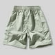thumbnail image 3 of Mens Shorts Cintura Elástica con Bolsillos Color Sólido Casual Cremallera Bolsillo Shorts de Ropa de Trabajo, Poliéster, 3 of 5