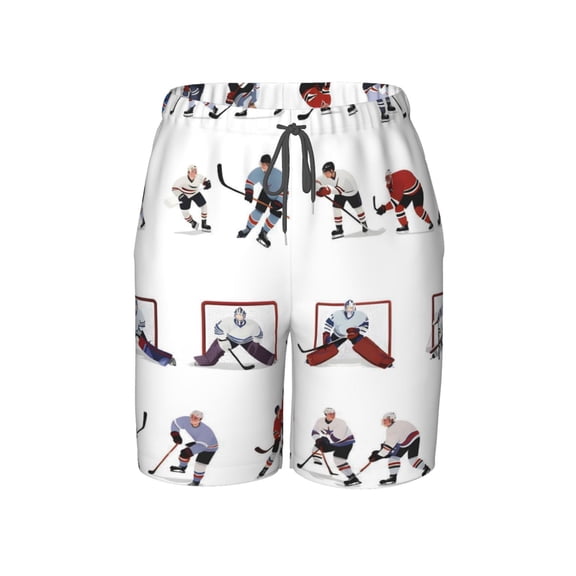 Ice Hockey Sherpa Beach Pants Lightweight and Quick-Drying Teen Shorts with Mesh Lining and Drawstring