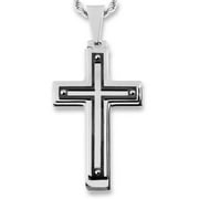 Coastal Jewelry Black Plated Stainless Steel Multi Layer Cross Pendant