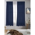 thumbnail image 5 of Solid Dark Blue Curtains 72 Inch Length, Sheer Curtains for Bedroom Living Room Window Minimalism Abstract Denim Texture Rod Pocket Voile Drapes Kitchen Curtains Small Half Window 52"x72" 2 Panels, 5 of 6