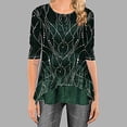thumbnail image 3 of Fesfesfes Tops for Women O-Neck Half Sleeve Printing Splicing Plus Size Tops Easy Blouse, 3 of 8