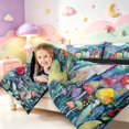 thumbnail image 3 of Homewish Cute Botanical Mushrooms Queen Comforter Set,Moon Stars Butterfly Comforter Sets Queen,Blue,Black Reversible,3 Pieces,1 Comforter and 2 Pillowcases, 3 of 7