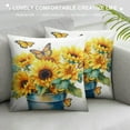 thumbnail image 3 of Shangniulu Sunflowers Pillowcases Yellow Flowers Golden Butterfly in a Rusty Iron Bucket Pillow Case Decorative Throw Pillow Cover for Home Sofa Office 18x18inch, 3 of 5
