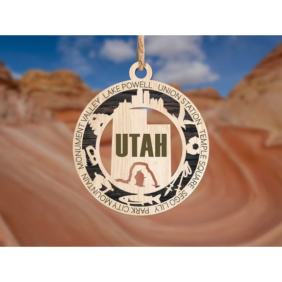 The Cabin Woodworker - Baltic Birch Wood - Utah State Ornament - Solid Backing