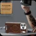 thumbnail image 3 of TECH CIRCLE Magnetic Case for iPhone Air, PU Leather Kickstand Back Cover, Flexible PC+TPU Protective Shell with Anti-Scratch, Anti-Fingerprint, Shock-Absorbent Magnetic Ring Holder,Darkbrown, 3 of 7