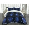 thumbnail image 3 of Ambesonne Constellation Quilted Bedspread Set 3 Pcs, Zodiac Sign Set, King Size, Dark Blue Blue White, 3 of 5