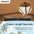 thumbnail image 2 of Sunjoy James 11x11 ft. Outdoor Portable Hexagon Steel Frame Soft Top Pop Up Gazebo, Instant Canopy&Tent, Mesh Sidewalls and Carry Bag Included, Tan & Brown, 2 of 7