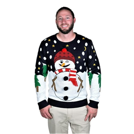 RWB Snowman Ugly Christmas Sweater Pullover Slim Fit (The Best Ugly Christmas Sweaters)