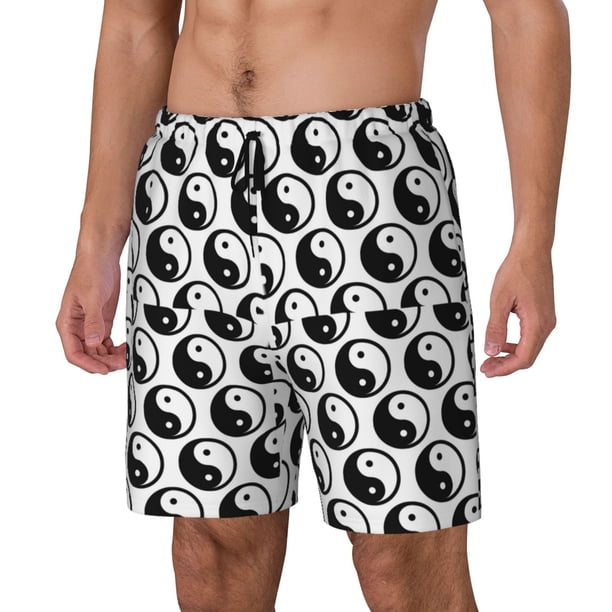 Balery Yin Yang Bañador para hombre, shorts de playa de secado rápido con entrepierna y forro de compresión-Medium
