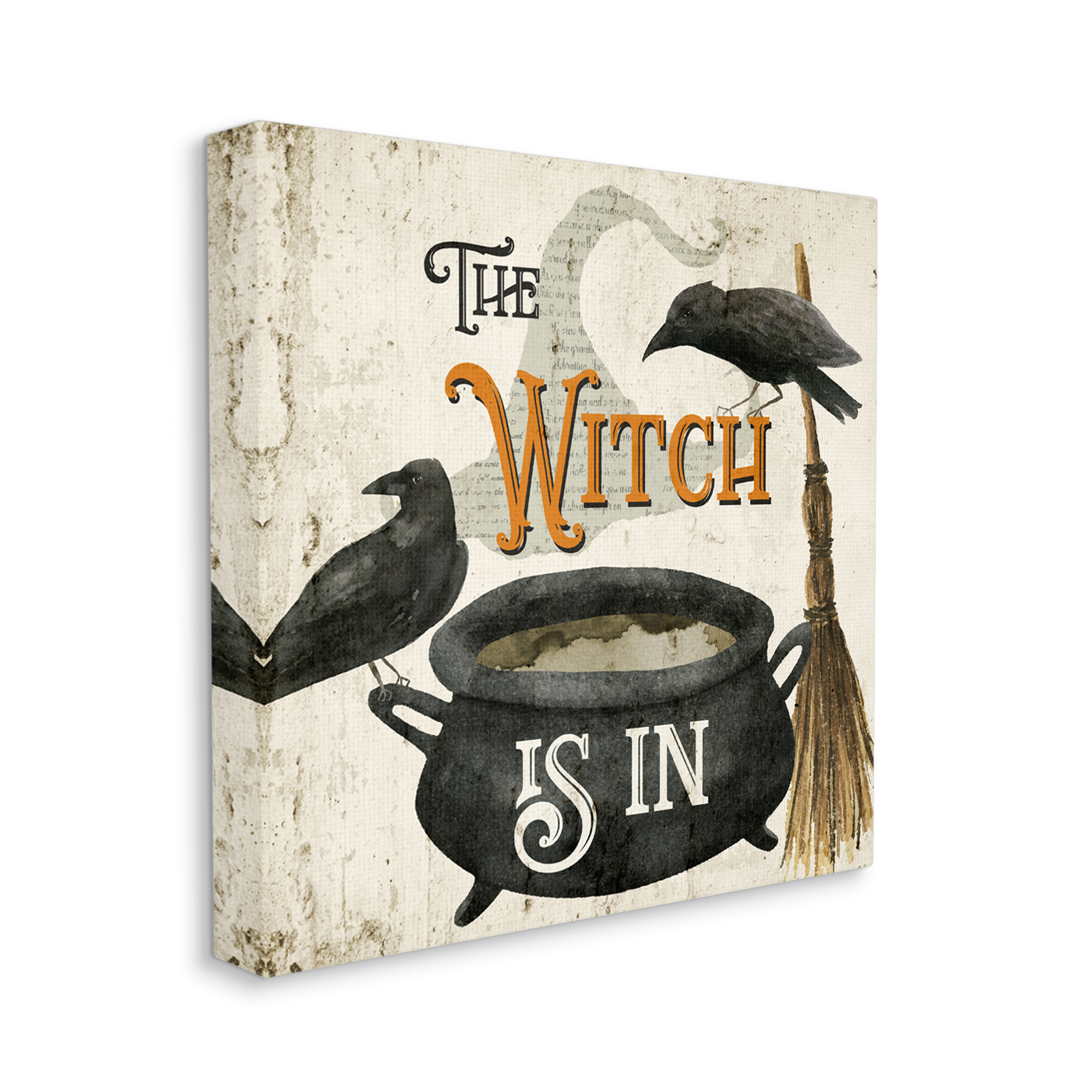 Stupell Industries Witch is In Phrase Cauldron Holiday Painting Gallery Wrapped Canvas Art Print Wall Art, 24 x 24