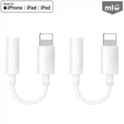 EUNPOIE Lightning to 3.5mm Headphone Jack Headset Adapter with Accessories Included, Black, 2 Count