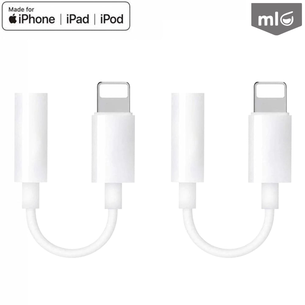 EUNPOIE Lightning to 3.5mm Headphone Jack Headset Adapter with Accessories Included, Black, 2 Count