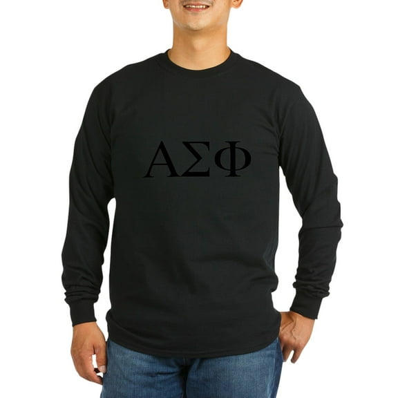 CafePress - Alpha Sigma Phi Greek Letters Black Long Sleeve T Shirt - Long Sleeve Dark T-Shirt