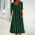 thumbnail image 2 of IROINNID Long Dress For Women Temperament Round-Neck Short Sleeve Print Casual Loose Pocket Dress On Sale, 2 of 9
