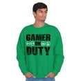 thumbnail image 2 of Gamer On Duty Video Games Nerdy Geeky Men's Big & Tall Crewneck Sweatshirt Brisco Brands 2X, 2 of 4