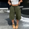 thumbnail image 5 of Resicozy Womens Wide Leg Sweat Bermuda Shorts Drawstring Elastic Waist Hem Casual Lounge Shorts with Pockets Army Green 2XL, 5 of 6