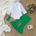 thumbnail image 5 of Bjutir Cute Toddler Baby Bodysuits Set Girls Long Sleeve St.Patric.K'S Day Letter Prints Romper Bodysuits Ribbed Bell Bottoms Pants Outfits For 12 Months, 5 of 6