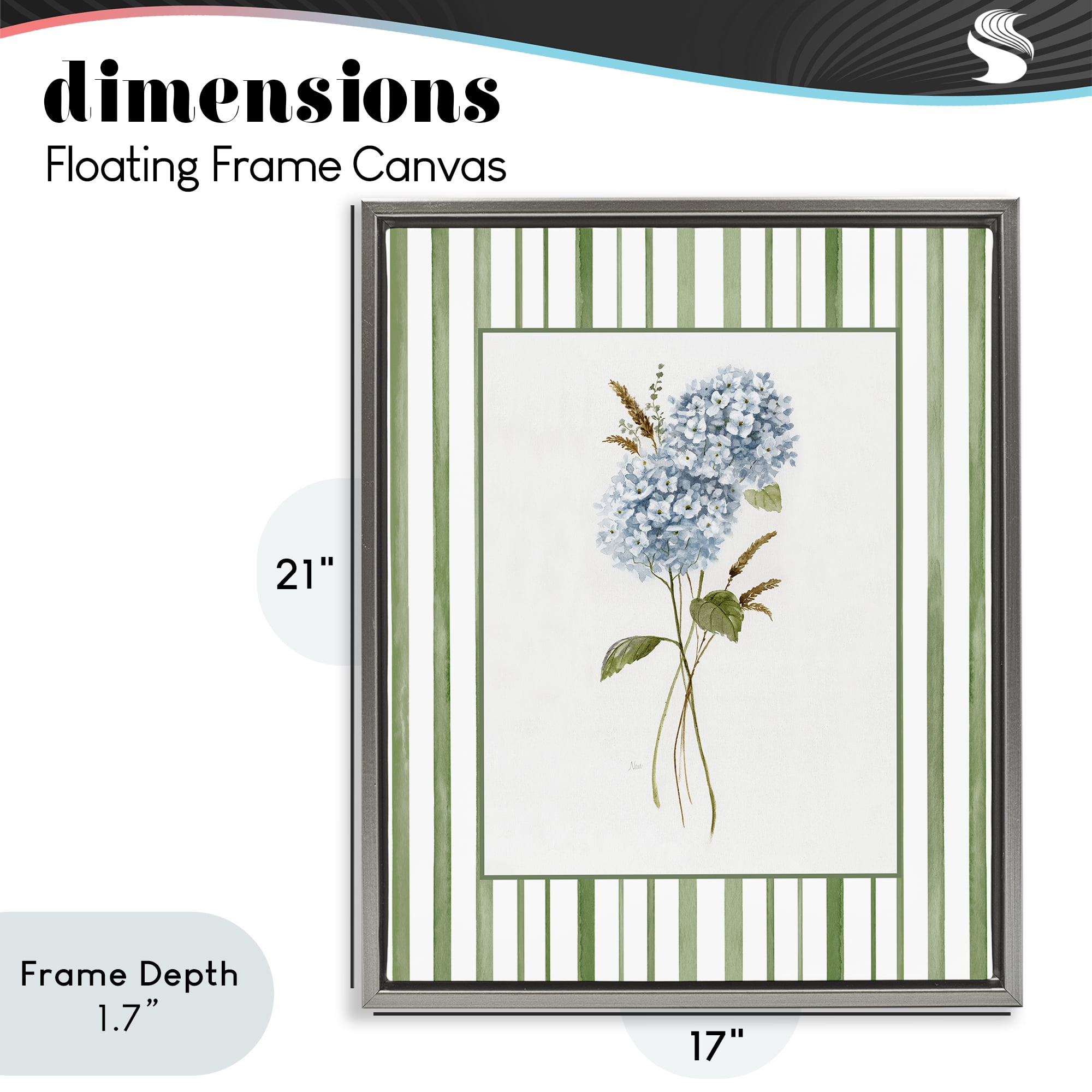 Stupell Industries Blue Hydrangea & Dried Wheat Gray Framed Floater Canvas Wall Art, design by Nan
