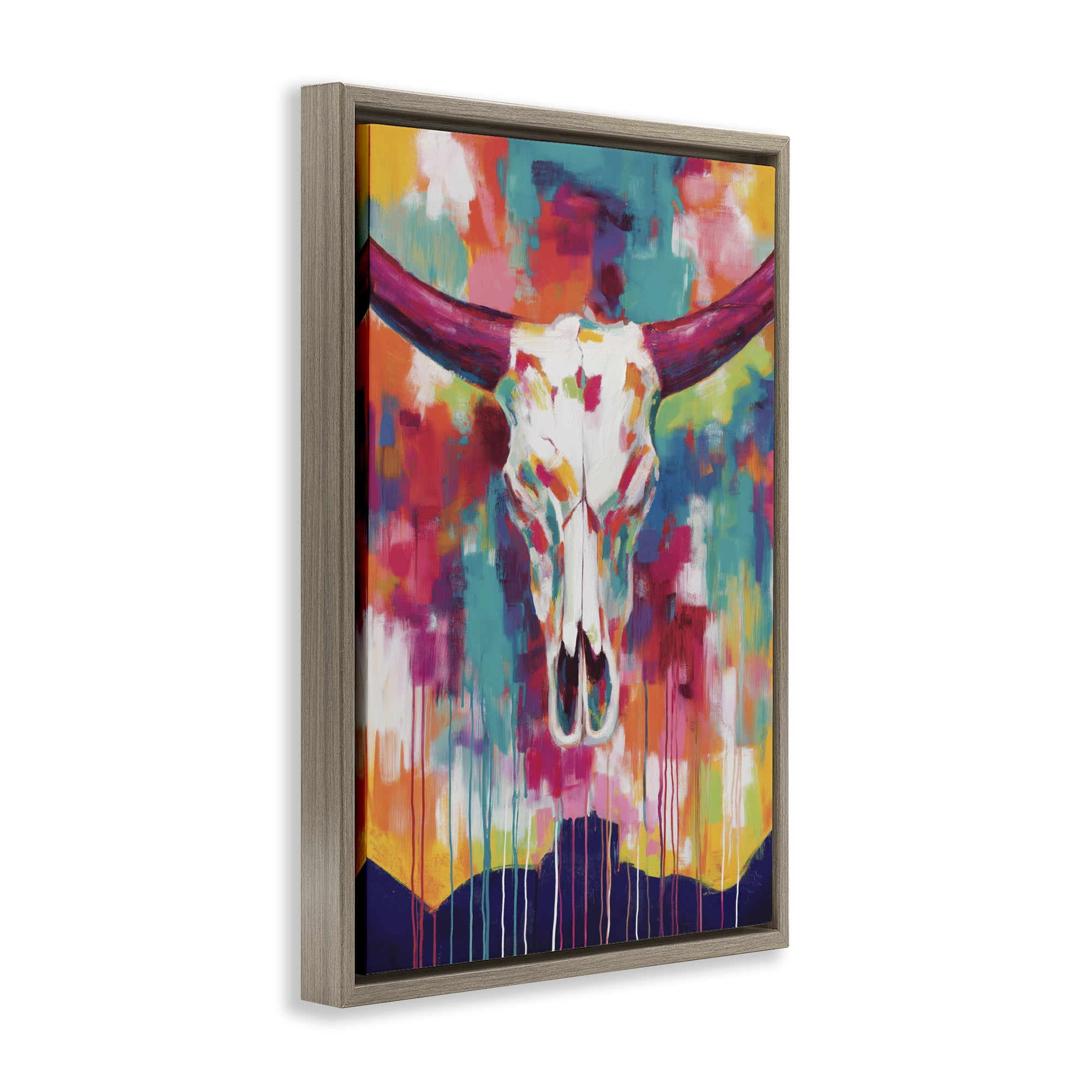 Stupell Industries Spirit Of The West Skull Brown Framed Floater Canvas Wall Art, design by Chromatic Storm Studio