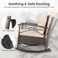thumbnail image 2 of Gymax Set of 3 Rattan Rocking Chair Set w/Acacia Wood Tabletop Armrests for Porch Balcony Beige, 2 of 9
