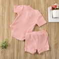 thumbnail image 4 of Douhoow 0-24M Newborn Baby Knit Solid Short Sleeve Romper Tops+Shorts Summer Boy Girl Clothes Set, 4 of 6