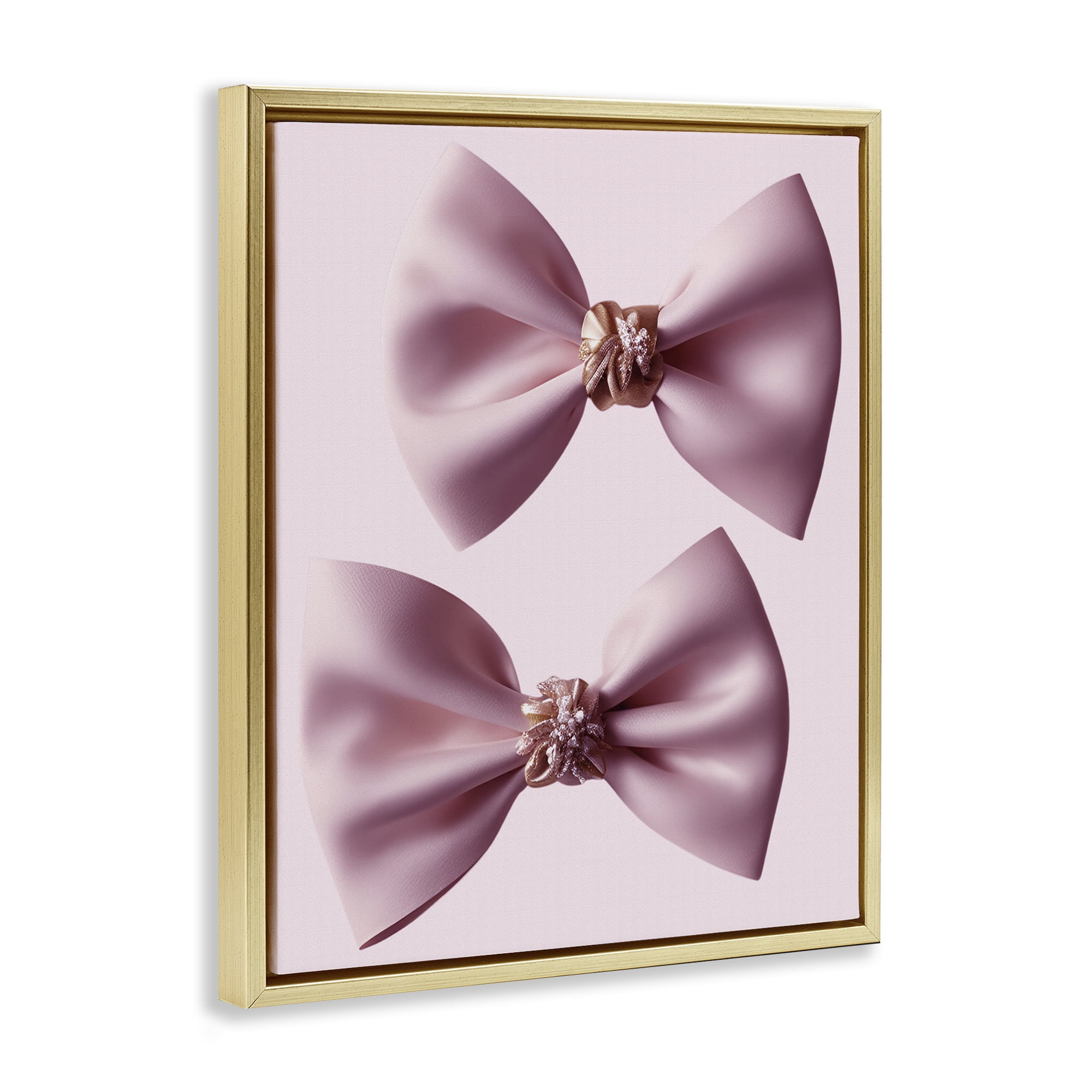 Stupell Industries Elegant Bows with Glam Details Gold Framed Floater Canvas Wall Art, design by Jesse Keith