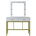 thumbnail image 3 of SamyoHome Wood Vanity Set Makeup Table with Lighted Mirror, Vanity Dressing Table with Lights and Drawers, Gold and White, 3 of 13