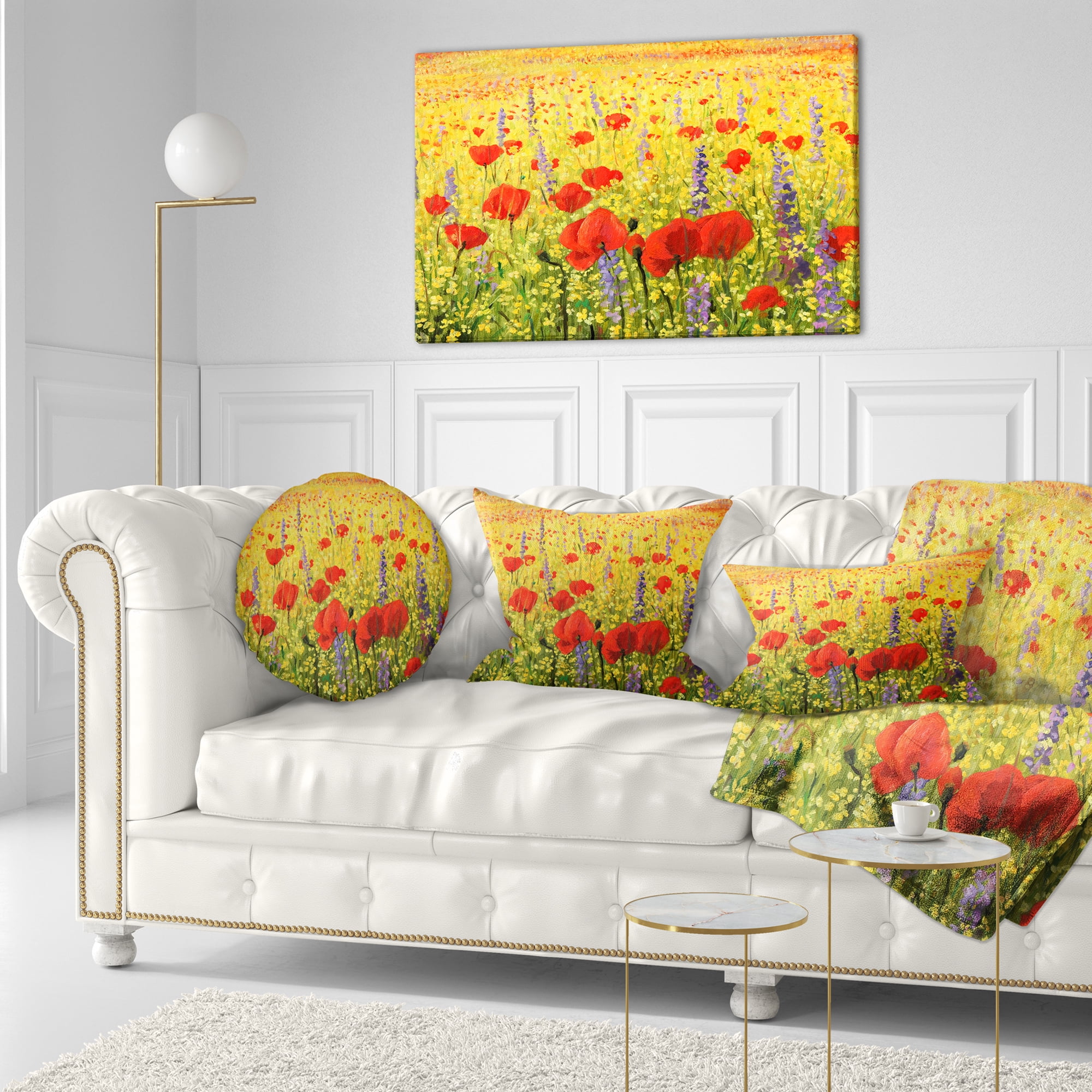 Designart Sea of Blossom - Landscape Printed Throw Pillow - 12x20