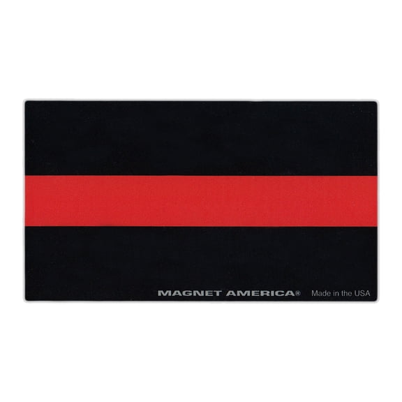Magnetic Bumper Sticker - Thin Red Line (Support Firefighters, Firemen) - Support Magnet - 5" x 2.75"