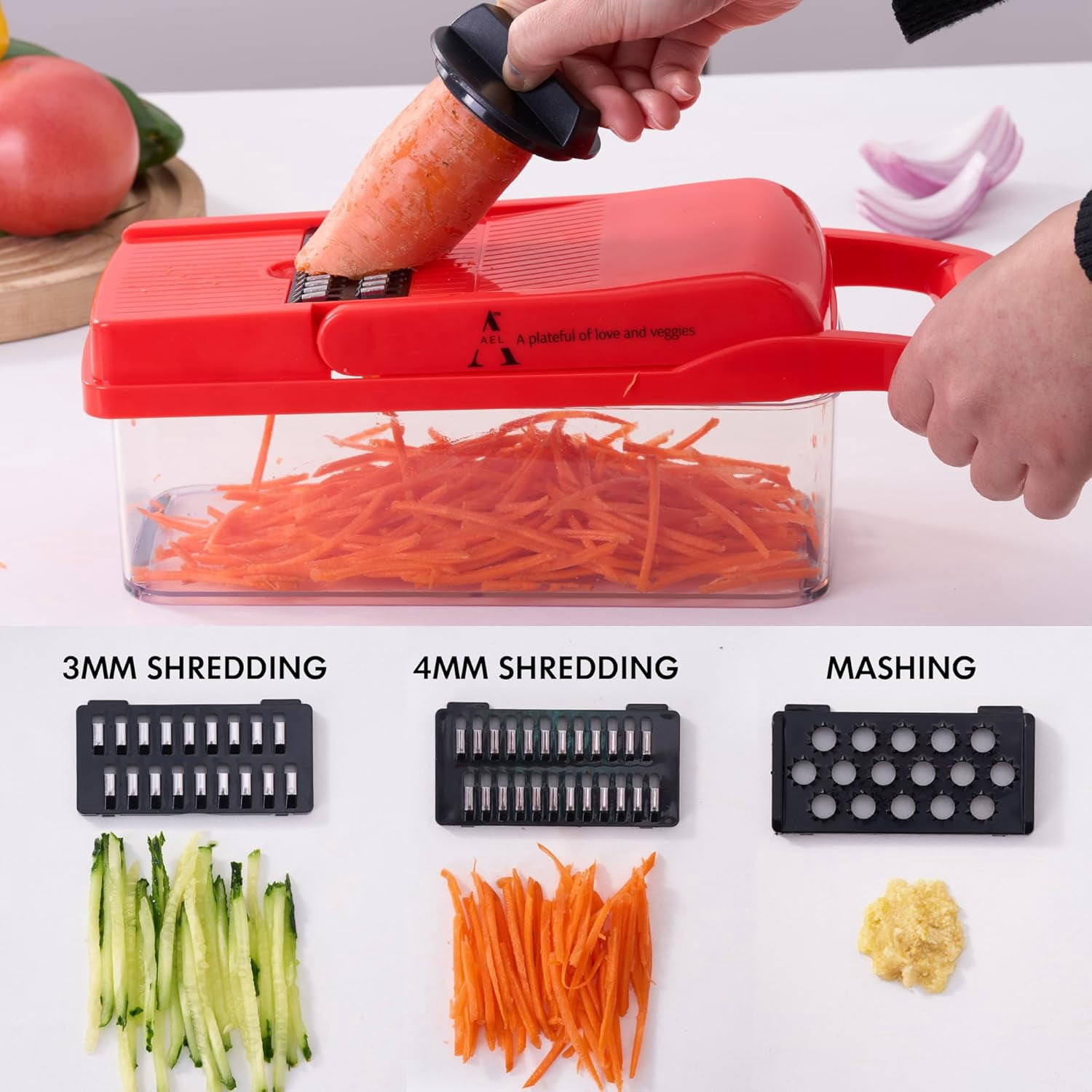 FANGNISN Vegetable Chopper Onion Cutter with Container, Mandoline Slicer Food Chopper Veggie Dicer with 7 Blades for Carrot Potato Home Kitchen Gadget
