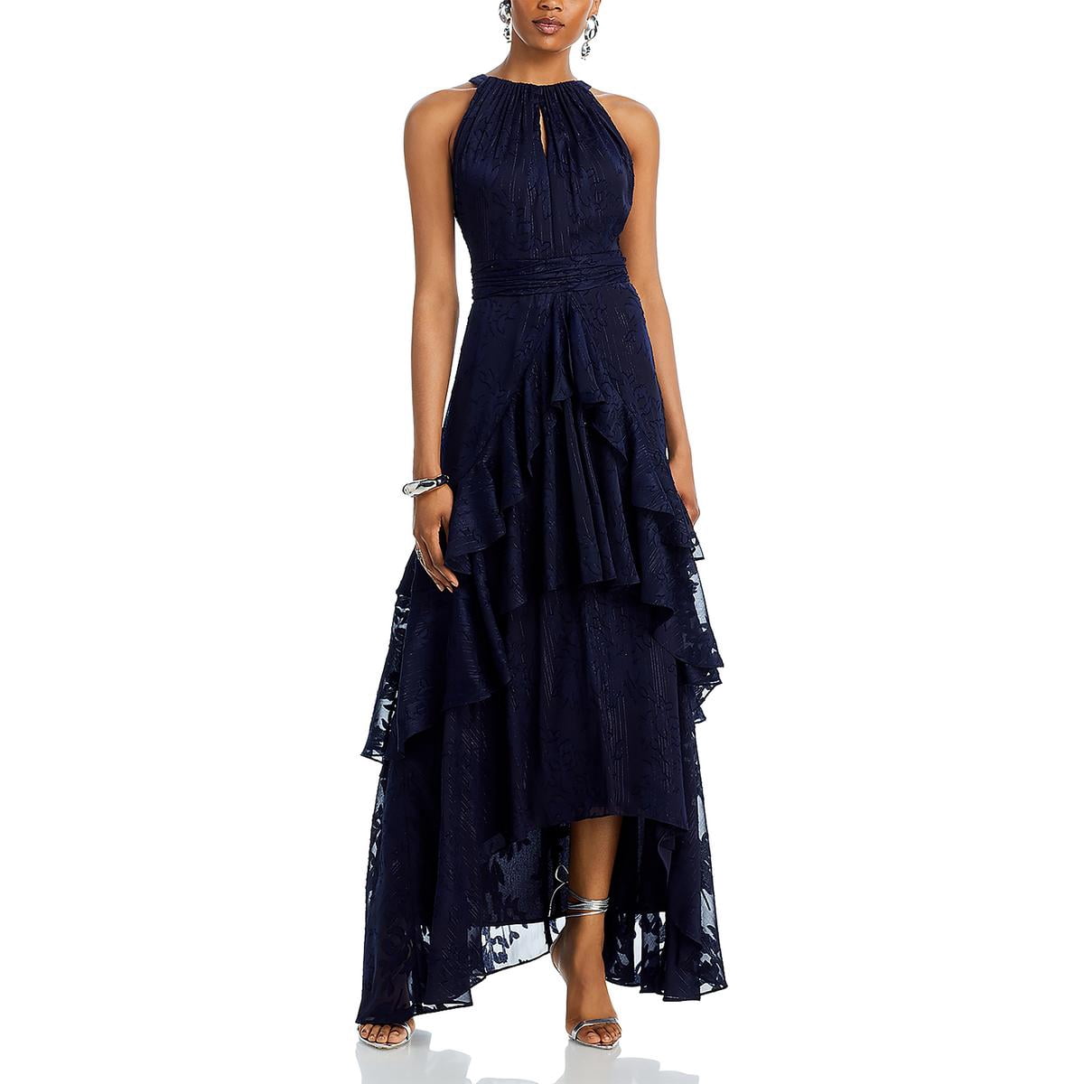 open lace back dress Crochet Detail Pleated Maxi Dress