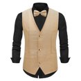 thumbnail image 2 of Dovford Mens Sequins Vest Formal/Leisure V-neck Shiny Waistcoat Bowtie Set Prom Party Tuxedo, 2 of 7