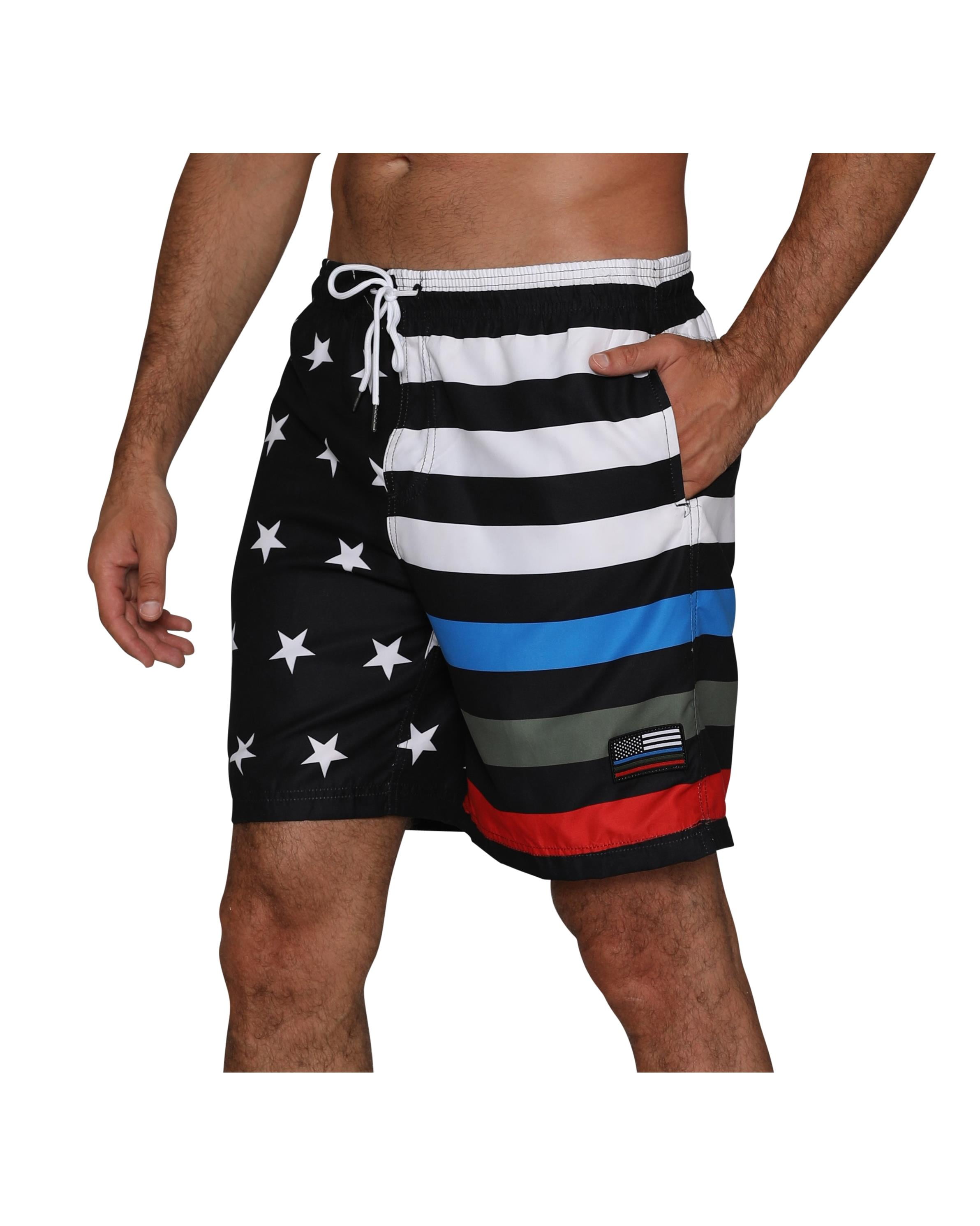 Mens Wall Hole Yellow Black Stripes Quick Drying Breathable Surf Pants Swim Trunks