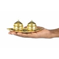 thumbnail image 3 of Yuktha Eternal Traditional Handcrafted Brass Thali Haldi kumkum Chandhan Holder Stand Plate with Lid |Roli|Chawal |Kumkum Box|Sindoor | Turmeric|Puja Worship- Oval 2 Bowl Small, 3 of 4