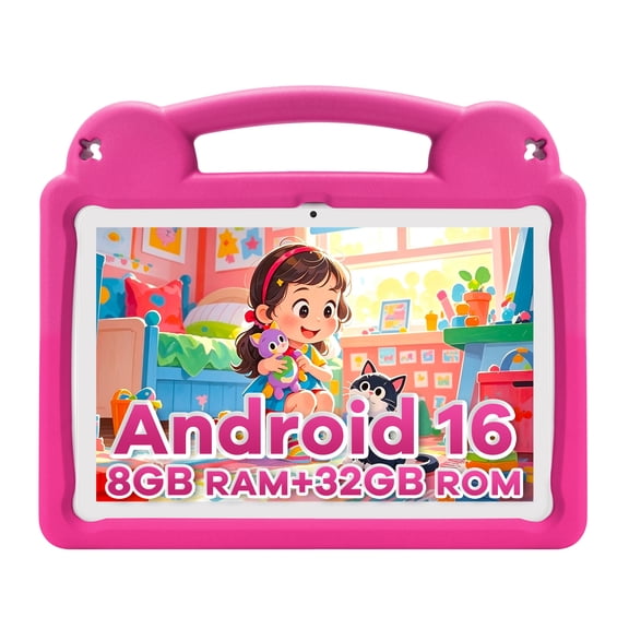 PAITANRY Kids Tablet 2026, Android 16, 10.1 inch Tablet, 8GB RAM 32GB, Parental Control, 5000mAh WiFi Bluetooth - Pink