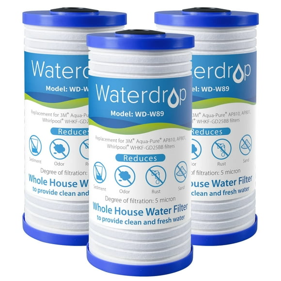 Waterdrop AP810 Whole House Water Filter, Replacement for 3M® Aqua-Pure® AP810, AP801, AP811, Whirlpool® WHKF-GD25BB, WHKF-DWHB