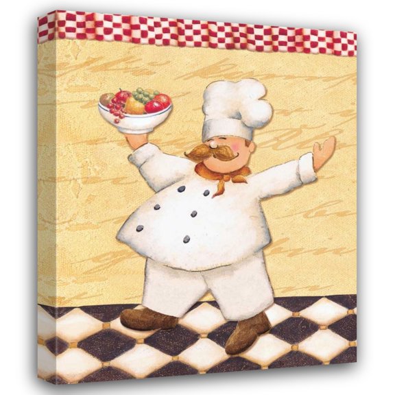 Daphne Brissonnet 28x34 Gallery Wrapped Canvas Wall Art Titled - Le Chef et le Fruits