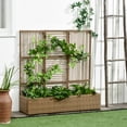 thumbnail image 2 of Outsunny Rattan Outdoor Planter with Trellis, Raised Garden Bed, Sand Brown, 2 of 10