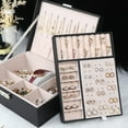 thumbnail image 4 of Wattne Jewelry Organizer – Elegant Travel Jewelry Case for Rings, Necklaces, Earrings –Simple Jewelry Organizer Box for Women– Black, 4 of 7
