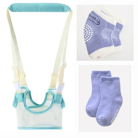 

LNGOOR Handheld Baby Walking Harness Adjustable Toddler Walking Assistant Baby Walker Assistant Belt with 1 Pairs Baby Knee Pads for Crawling 1 Pairs Non Slip Toddler Socks