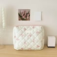 thumbnail image 3 of Quilted Cosmetic Bag Large Floral Makeup Pouch Travel Toiletry Organizer For Women Girls Cute Design Durable, 3 of 3