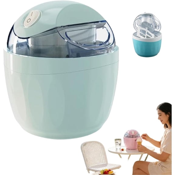 Mini Ice Cream Maker Machine, Electric Homemade Ice Cream Maker, Portable Soft Serve Sorbet Gelato Yogurt Appliance, for DIY Fruit Treats, Compact Kitchen Machine for Family
