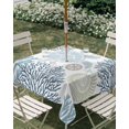 thumbnail image 3 of Square Outdoor Tablecloth with Umbrella Hole Blue Beige Coastal Turtle Outside Table Cloth Waterproof Patio Table Cover Ocean Coral Nautical Zipper Tablecloths for Picnic Party Camping 54x54 Inch, 3 of 8